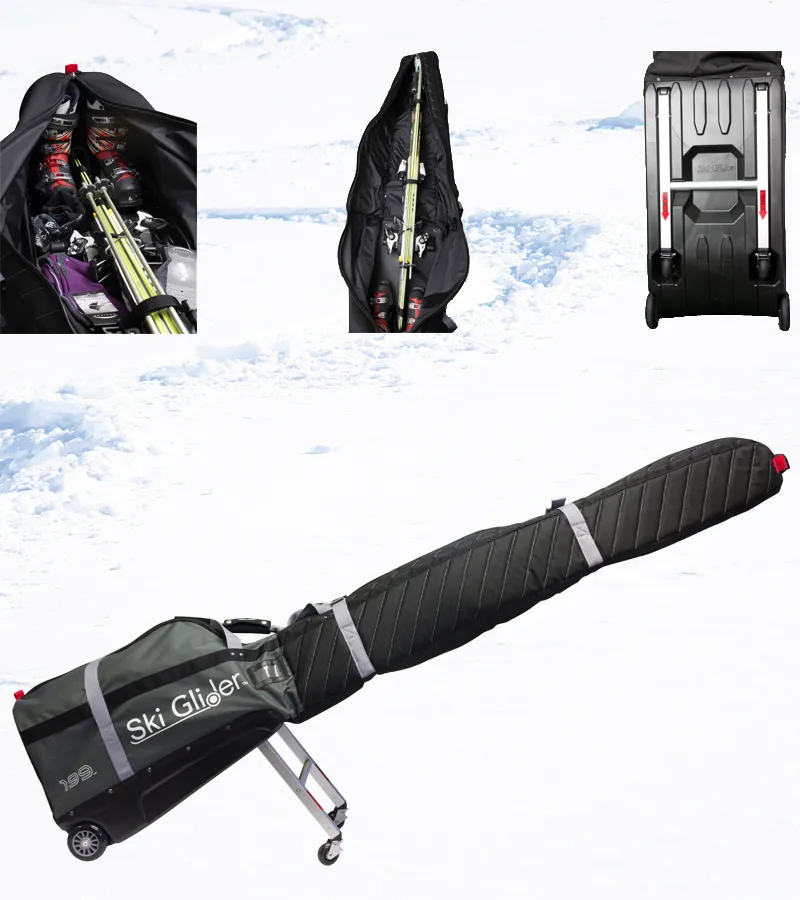 Sun Mountain Ski Glider Ski and Ski Boot Wheelie Bag 179cm in Red/Bl